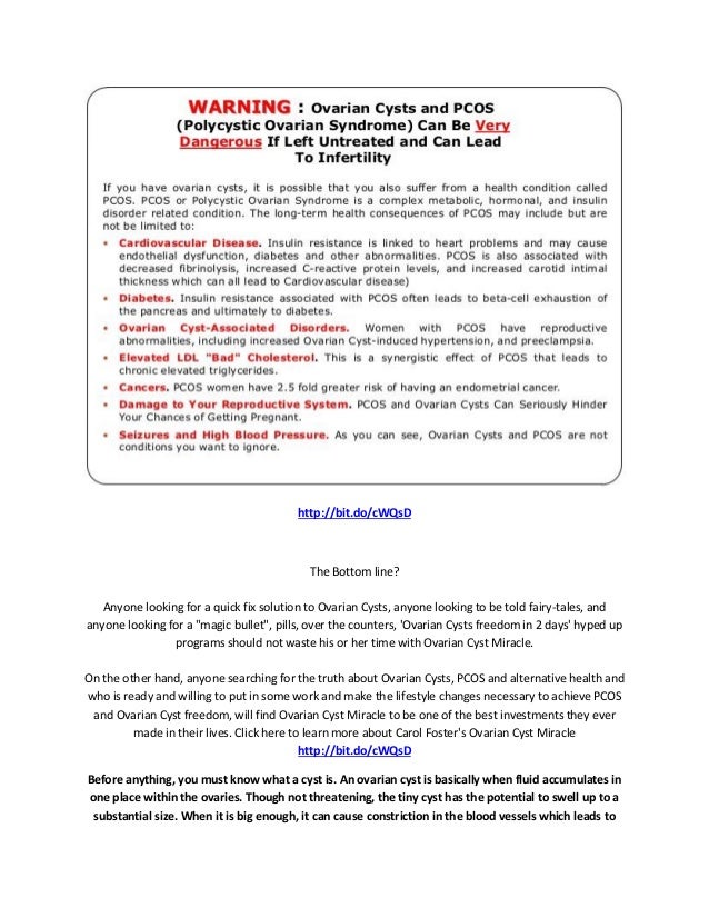 Ovarian Cyst Miracle Book Carol Foster